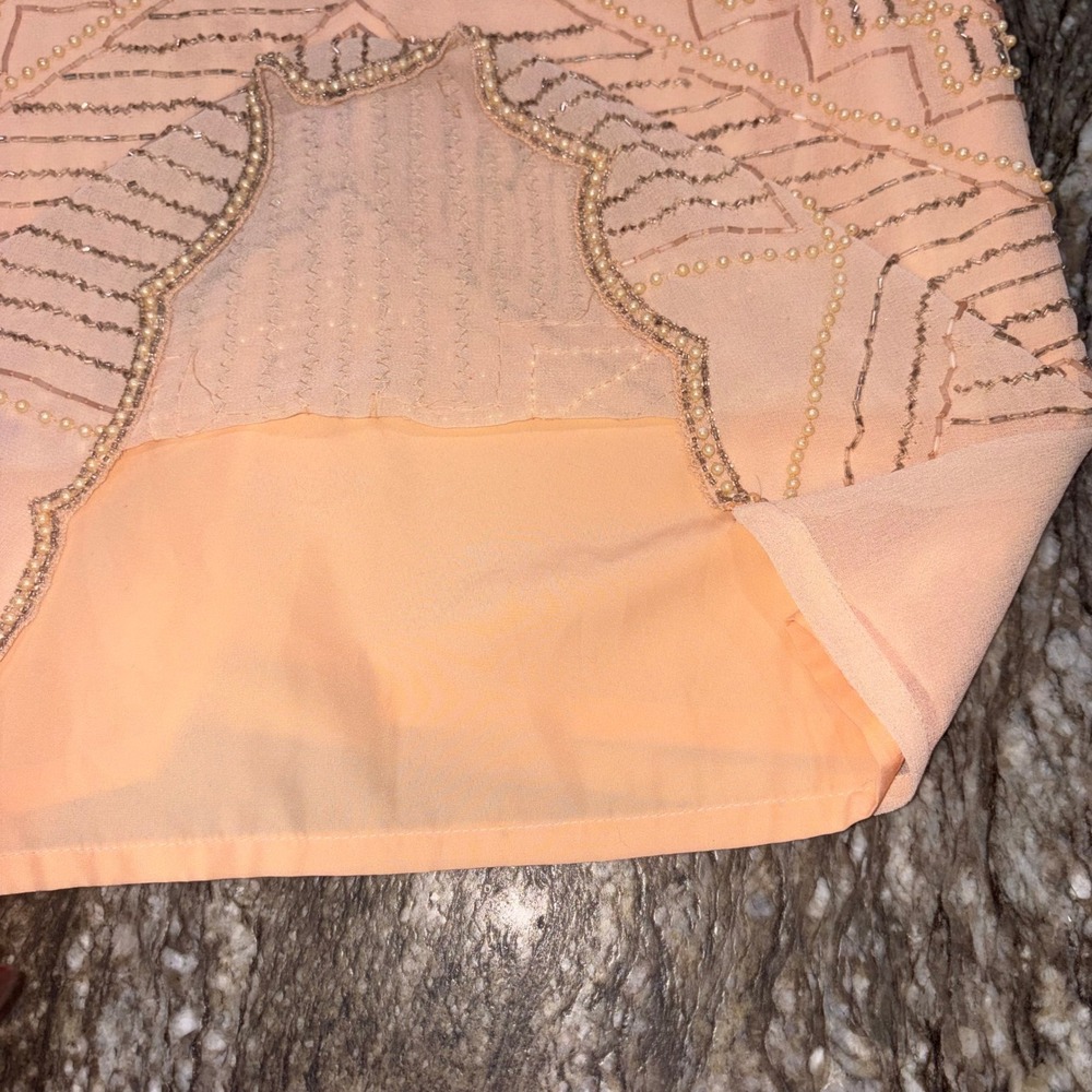 Shift Dress Womens M Peach Beaded Pearl Art Deco Romeo & Juliet Couture - Picture 5 of 13